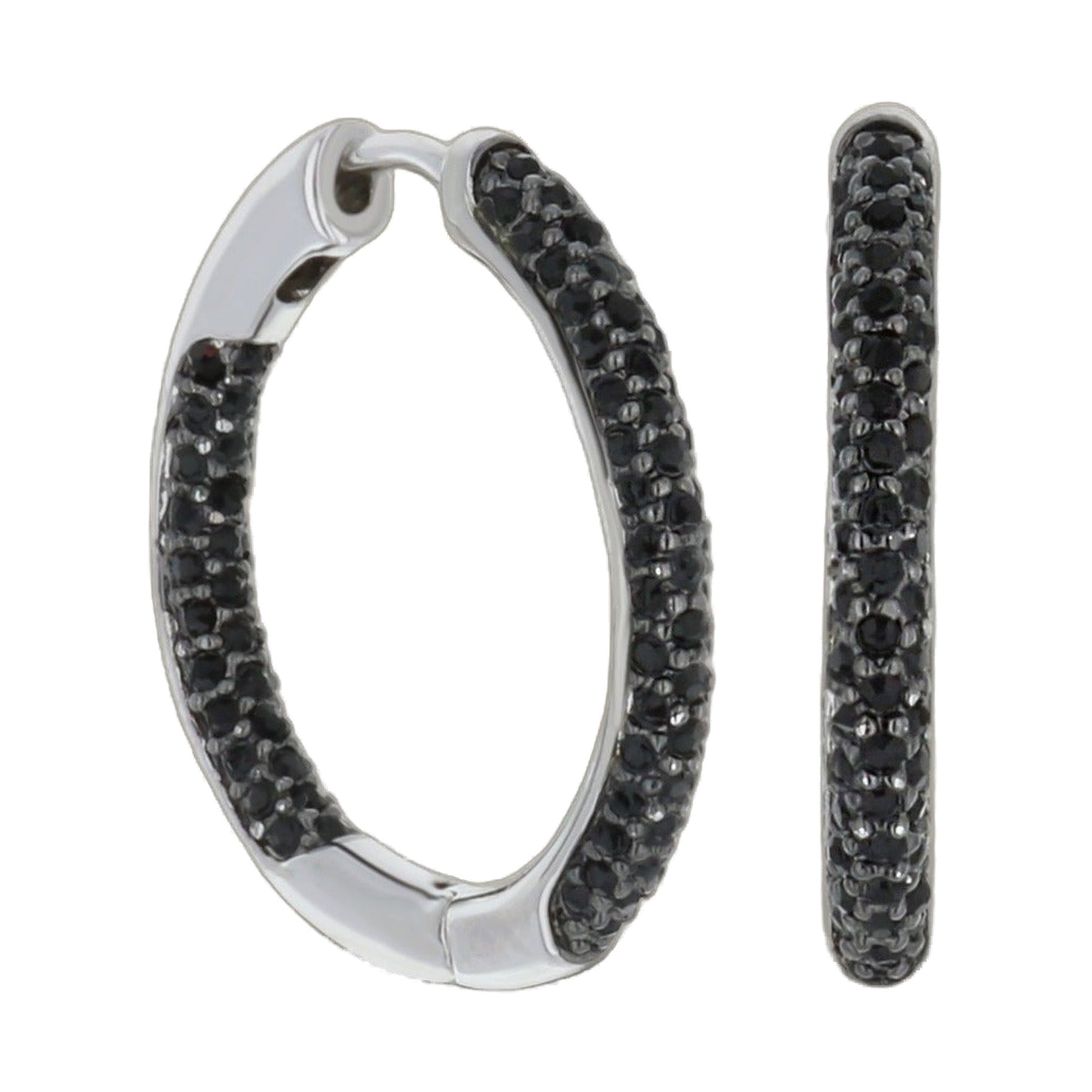 Pave hoop earrings by Lauren G Adams, silver-tone hoops with black pave stones on Tampa Home & Garden Store