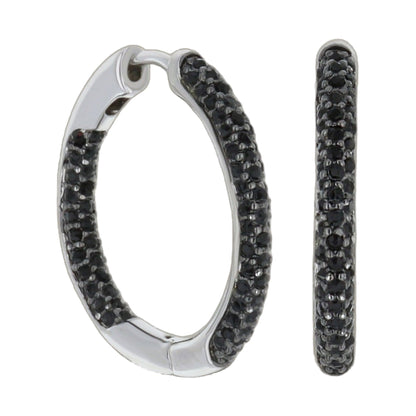 Pave hoop earrings by Lauren G Adams, silver-tone hoops with black pave stones on Tampa Home & Garden Store