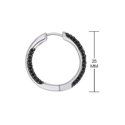 Pave Hoop Earrings by Lauren G Adams, silver-tone hoop with black pavé stones on Tampa Home & Garden Store