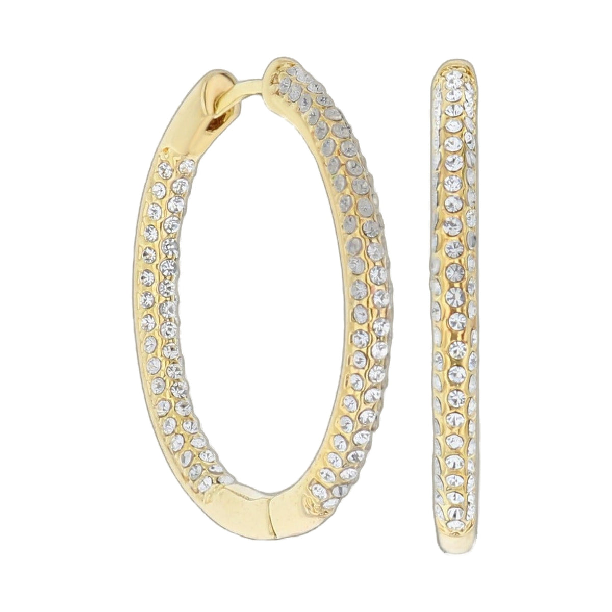 Lauren G Adams pave hoop earrings in gold tone with clear pavé crystals on Tampa Home & Garden Store