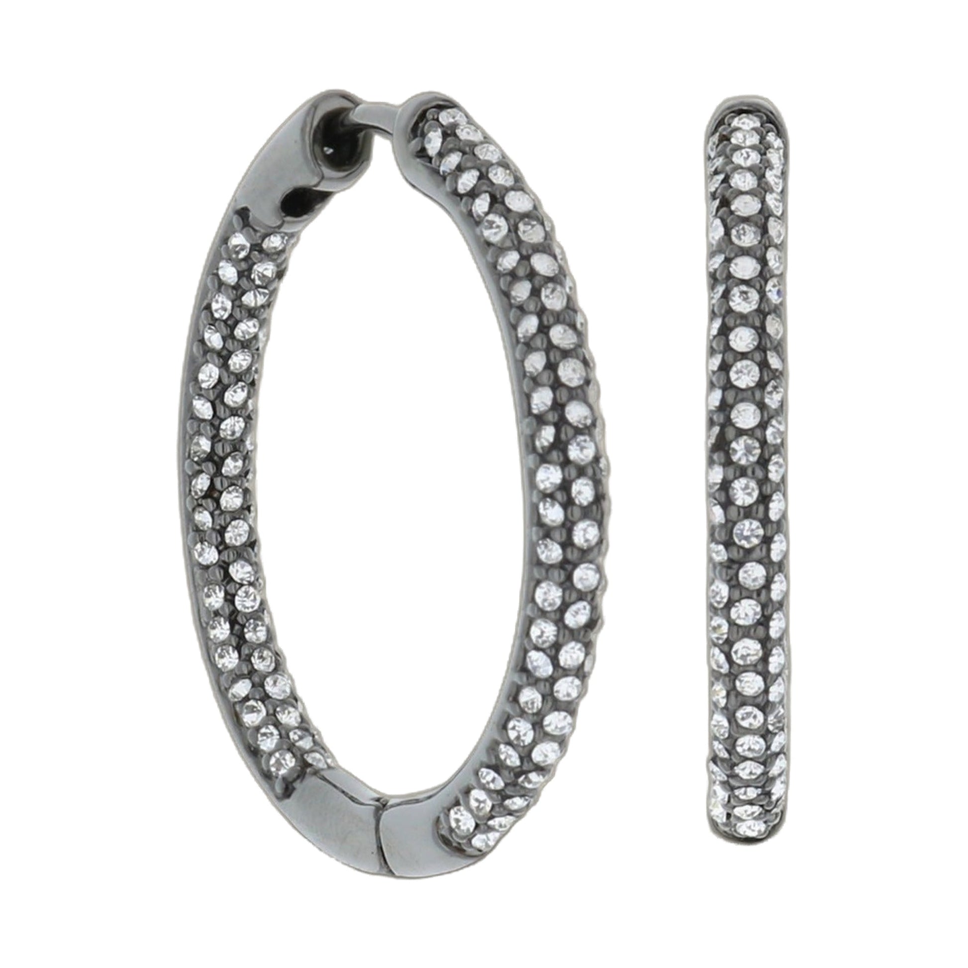 Pave hoop earrings silver-tone with clear pave crystals by Lauren G Adams, pair on Tampa Home & Garden Store