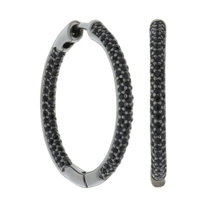 Pave hoop earrings by Lauren G Adams, silver-tone metal with black pavé stones on Tampa Home & Garden Store