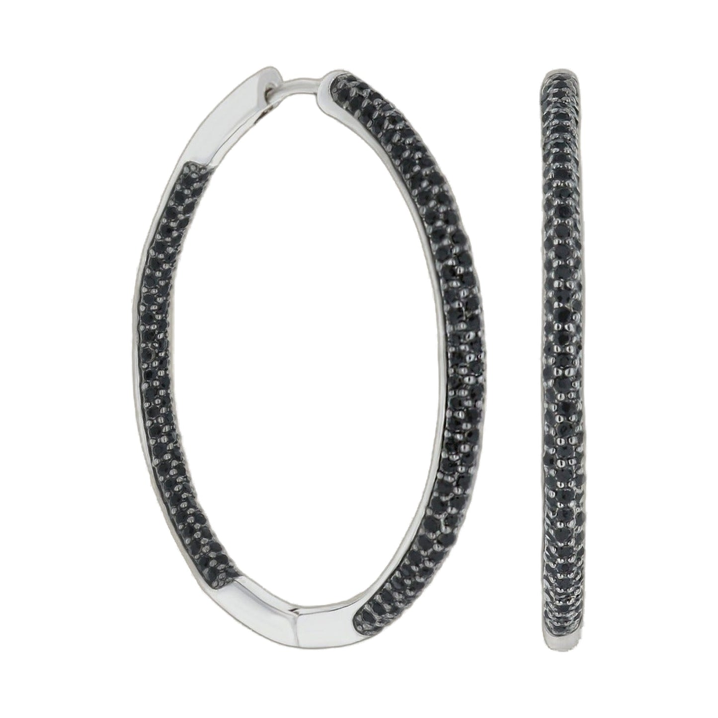 Pave hoop earrings by Lauren G Adams, silver-tone with black pavé stones on Tampa Home & Garden Store
