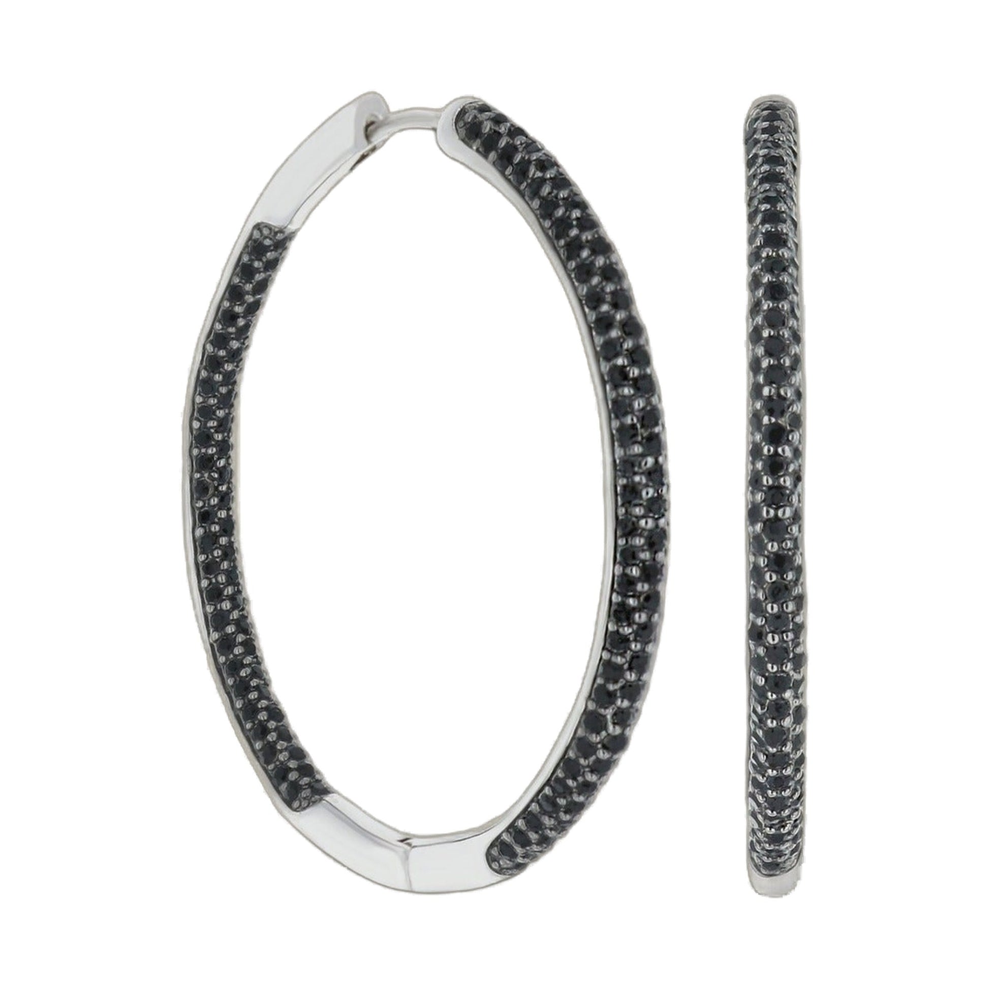 Pave hoop earrings by Lauren G Adams, silver-tone with black pavé stones on Tampa Home & Garden Store