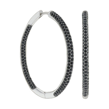 Pave hoop earrings by Lauren G Adams, silver-tone with black pavé stones on Tampa Home & Garden Store