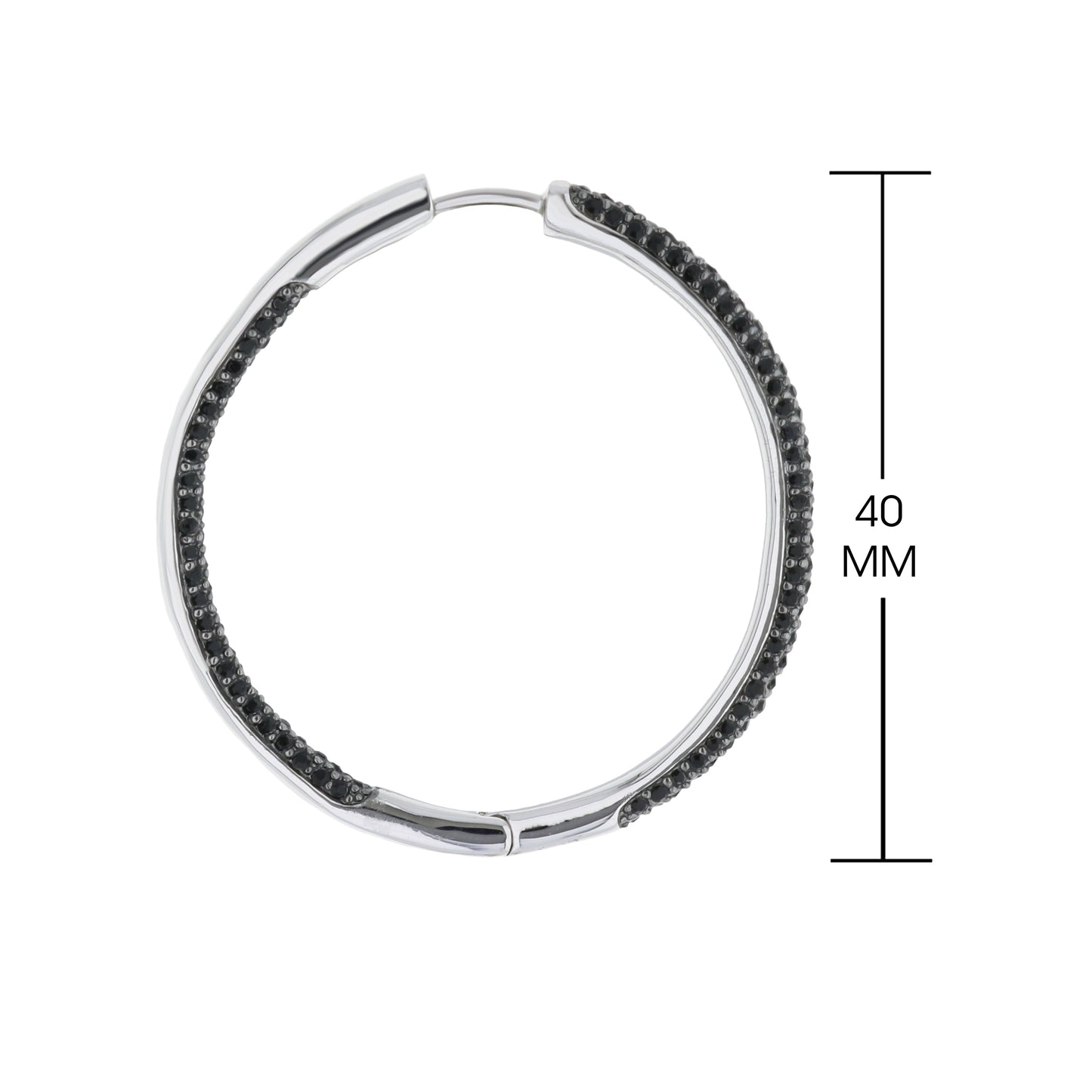 Pave hoop earrings, silver-tone with black pave stones, Lauren G Adams collection on Tampa Home & Garden Store