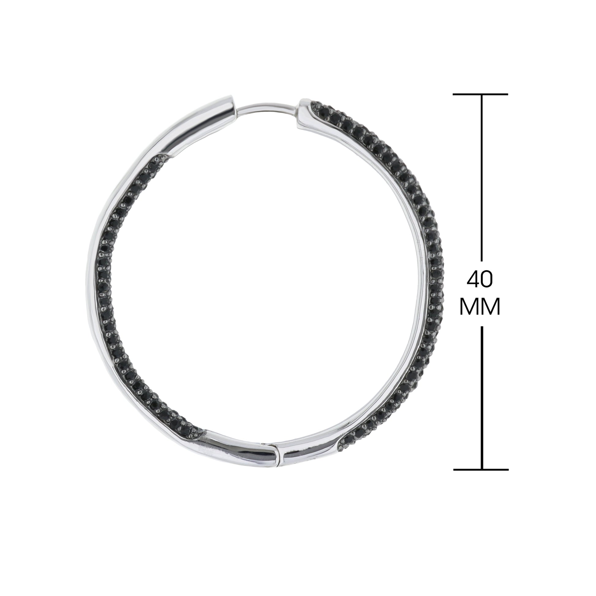 Pave hoop earrings, silver-tone with black pave stones, Lauren G Adams collection on Tampa Home & Garden Store