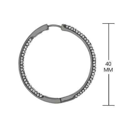 Pave hoop earrings in silver-tone metal with clear crystals, Lauren G Adams on Tampa Home & Garden Store