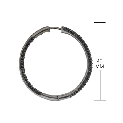 Pave Hoop Earrings Lauren G Adams, black pavé stones, silver-tone metal on Tampa Home & Garden Store