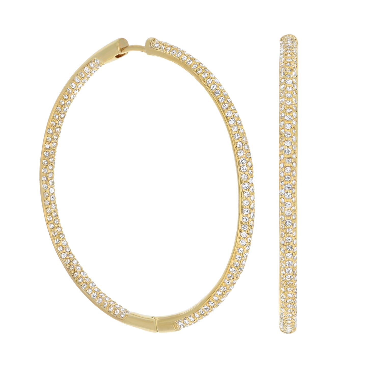Pave hoop earrings gold-tone diamond pavé, Lauren G Adams pair on Tampa Home & Garden Store