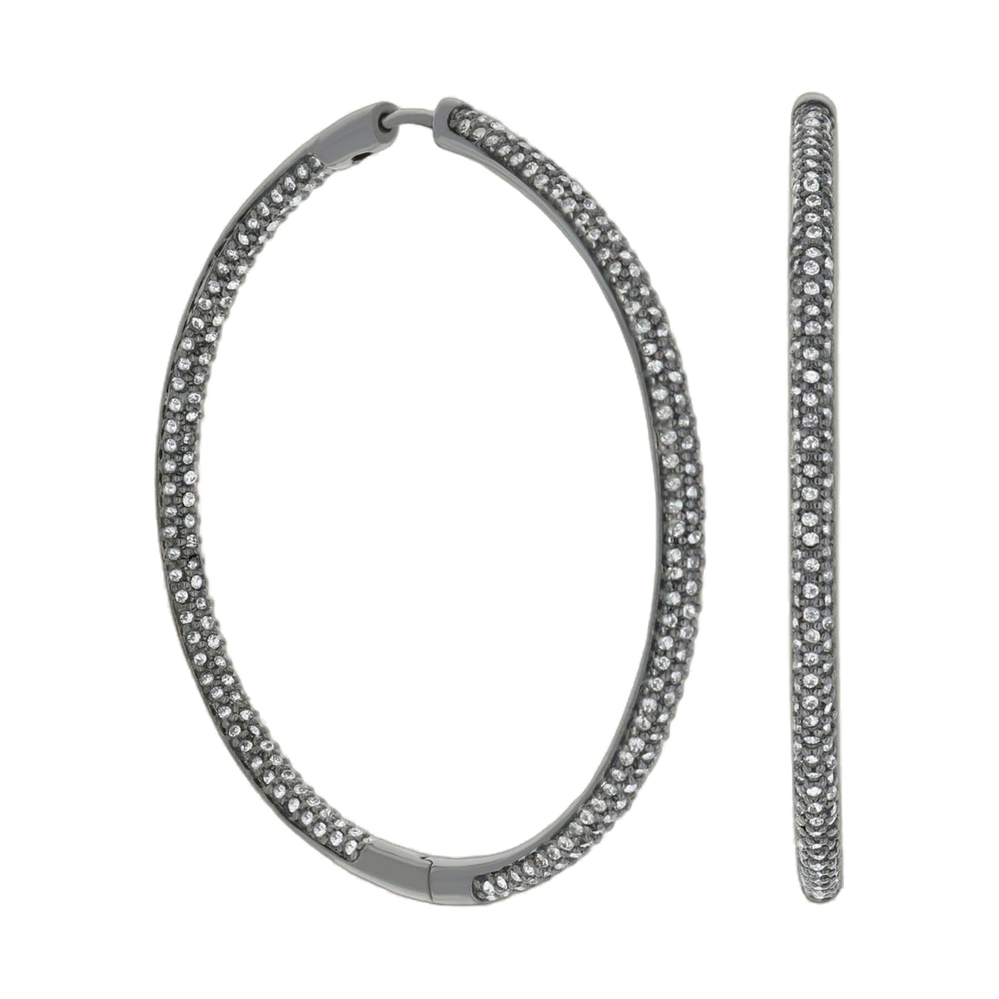 Pave hoop earrings by Lauren G Adams, silver-tone with pavé crystals on Tampa Home & Garden Store