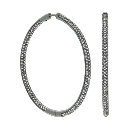 Pave hoop earrings by Lauren G Adams, silver-tone with pavé crystals on Tampa Home & Garden Store