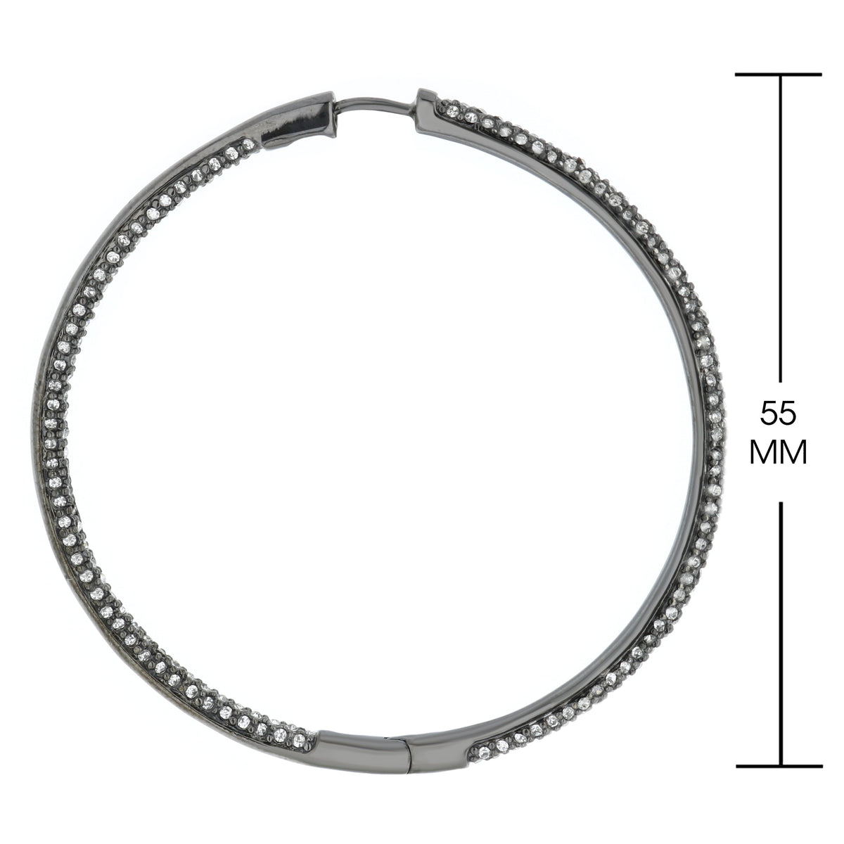 Pave hoop earrings gunmetal-tone with diamonds, Lauren G Adams Collection earrings on Tampa Home & Garden Store