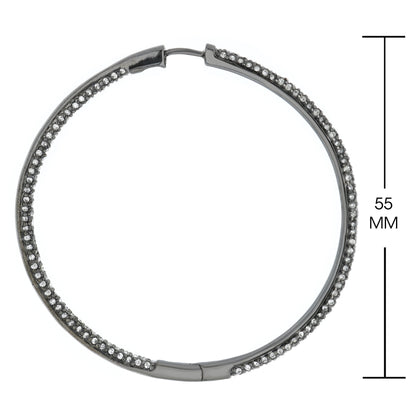 Pave hoop earrings gunmetal-tone with diamonds, Lauren G Adams Collection earrings on Tampa Home & Garden Store