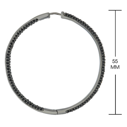 Pave Hoop Earrings by Lauren G Adams, pavé stones on a silver-tone hoop, 55mm diameter on Tampa Home & Garden Store