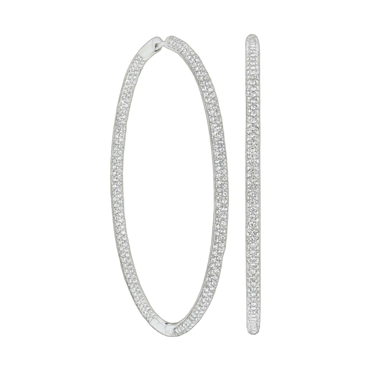 Pair of pave hoop earrings, silver-tone with pavé crystals by Lauren G Adams on Tampa Home & Garden Store