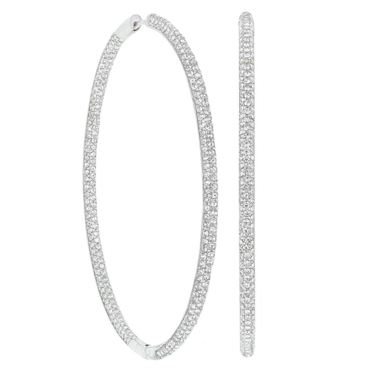 Pave hoop earrings pair by Lauren G Adams in silver-tone pavé crystals on Tampa Home & Garden Store