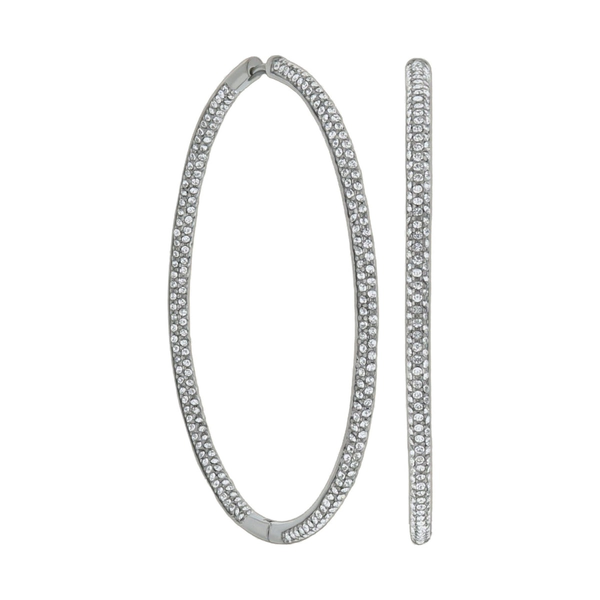 Pave Hoop Earrings by Lauren G Adams, silver-tone pavé crystal hoops for earrings on Tampa Home & Garden Store