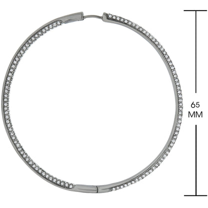 Pave hoop earrings Lauren G Adams, silver-tone metal with pavé crystals, hinged clasp on Tampa Home & Garden Store