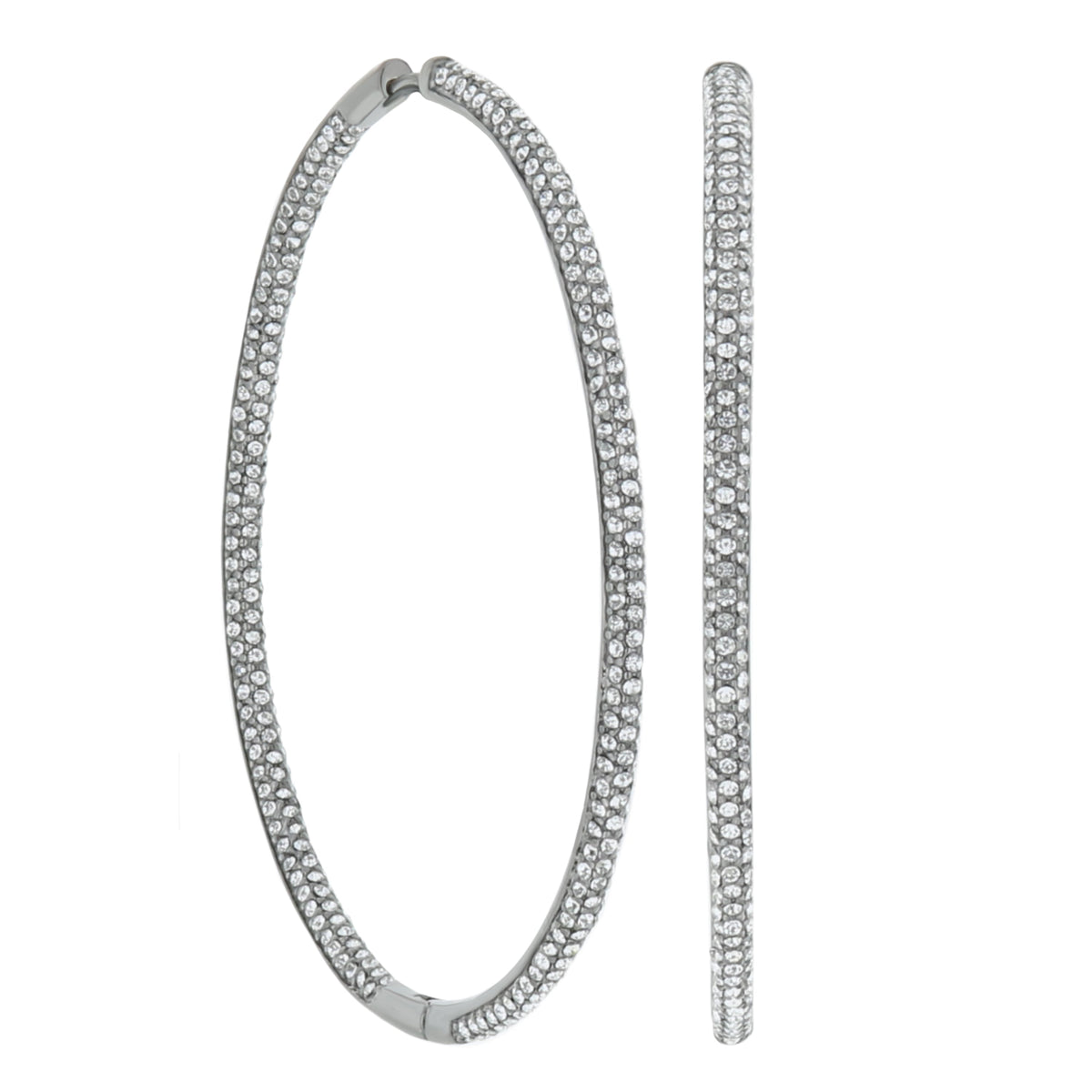 Pave hoop earrings by Lauren G Adams, silver-tone pavé crystal hoops (pair) on Tampa Home & Garden Store