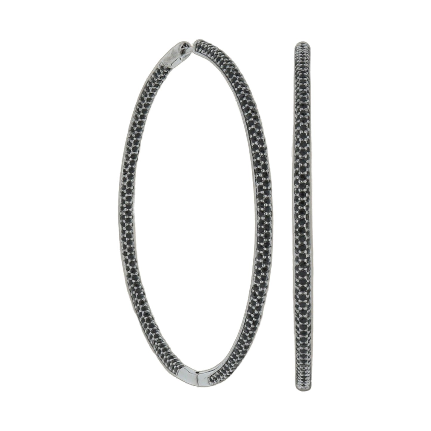 Pave hoop earrings by Lauren G Adams, silver-tone textured pave hoops pair on Tampa Home & Garden Store