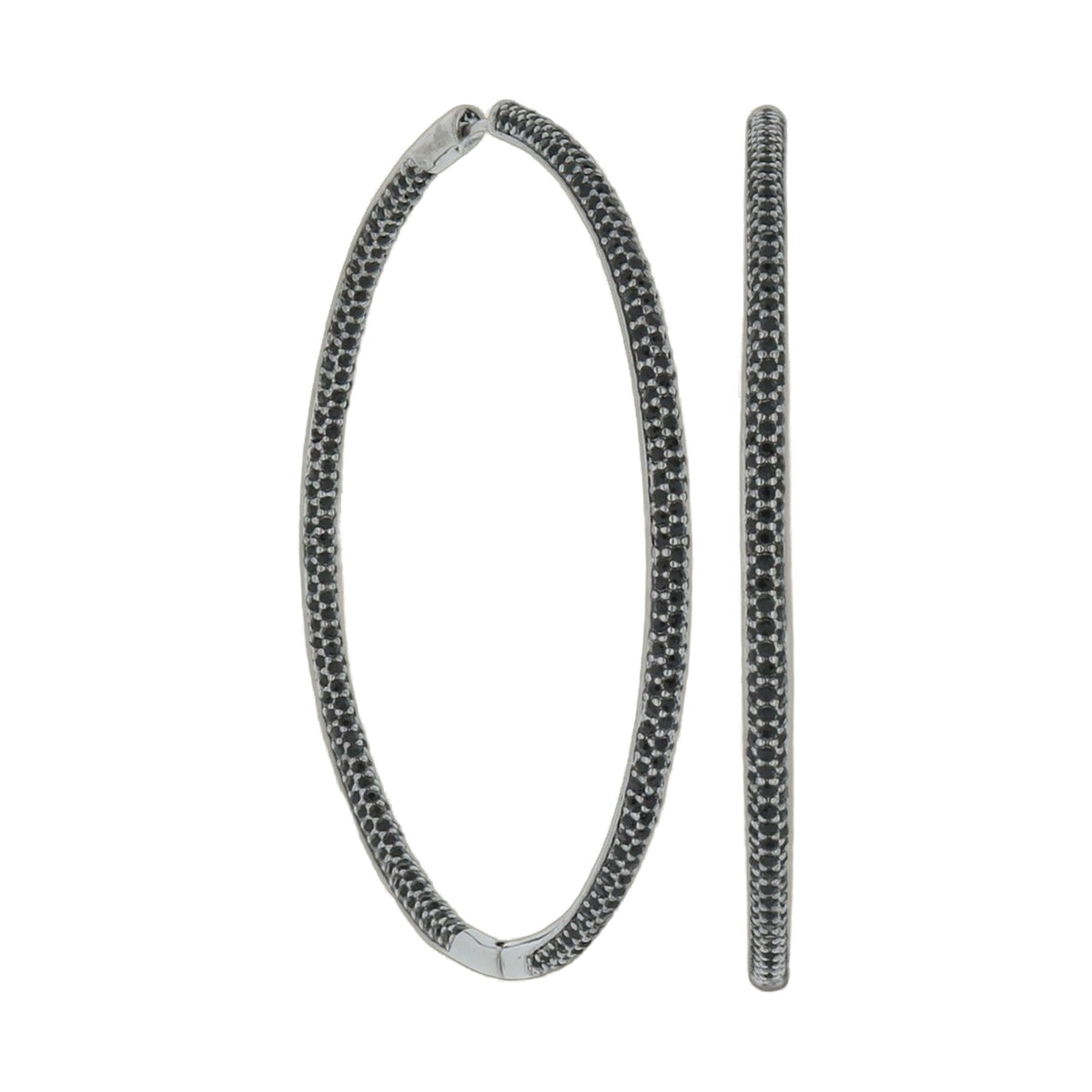 Pave hoop earrings by Lauren G Adams, silver-tone textured pave hoops pair on Tampa Home & Garden Store