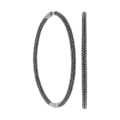 Pave hoop earrings by Lauren G Adams, silver-tone textured pave hoops pair on Tampa Home & Garden Store