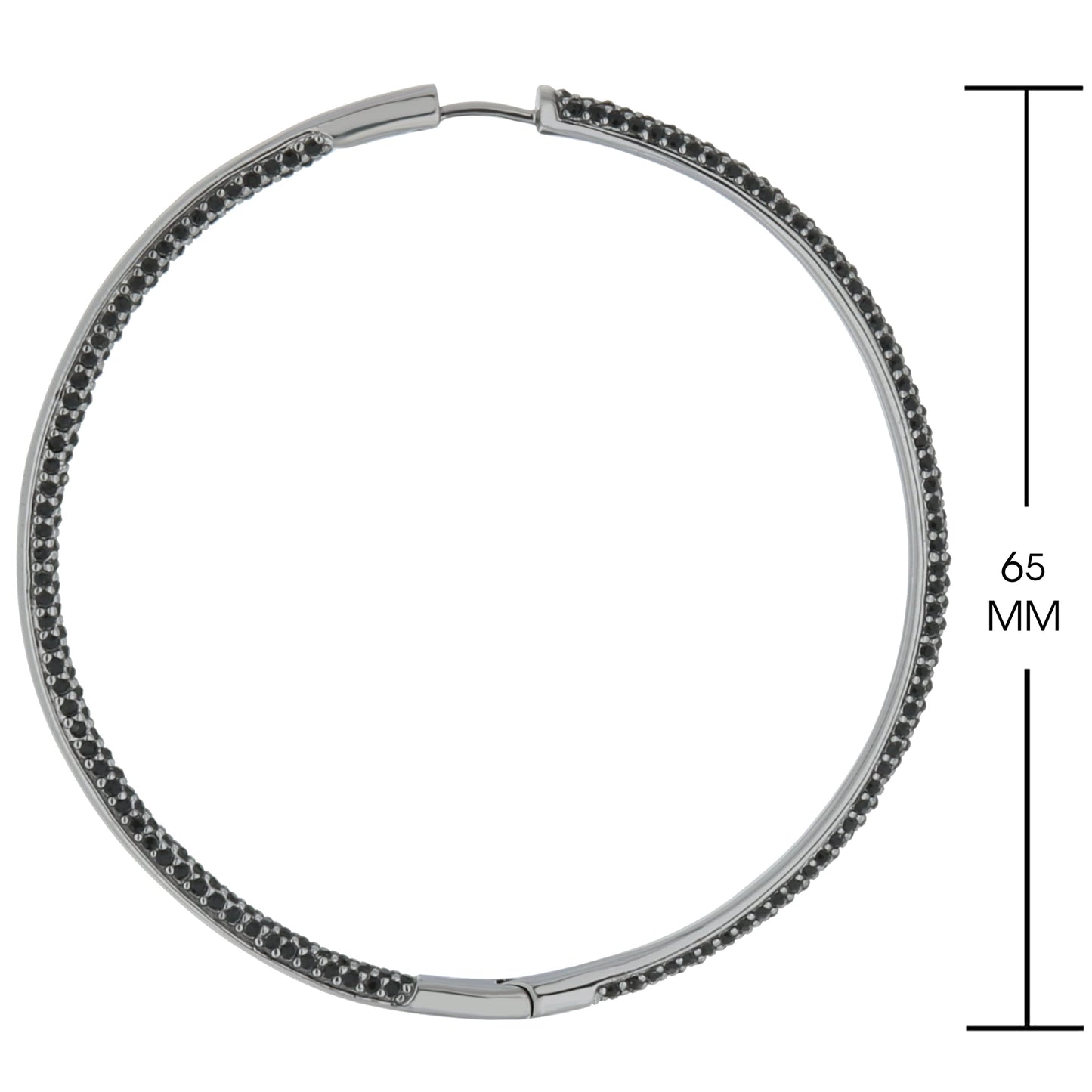 Pave Hoop Earrings by Lauren G Adams, silver-tone with black pavé stones, 65mm on Tampa Home & Garden Store