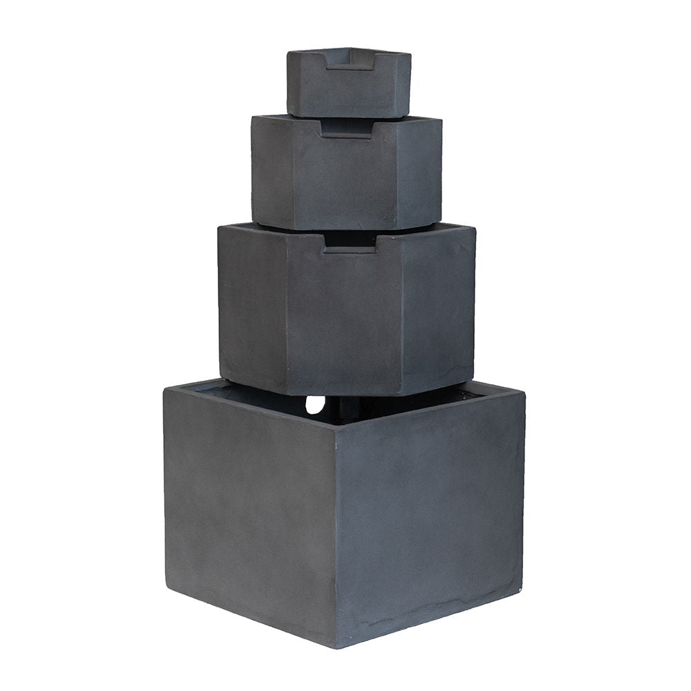 Cement 4-tier block water fountain outdoor gray by HouseOfZazla on Tampa Home & Garden Store