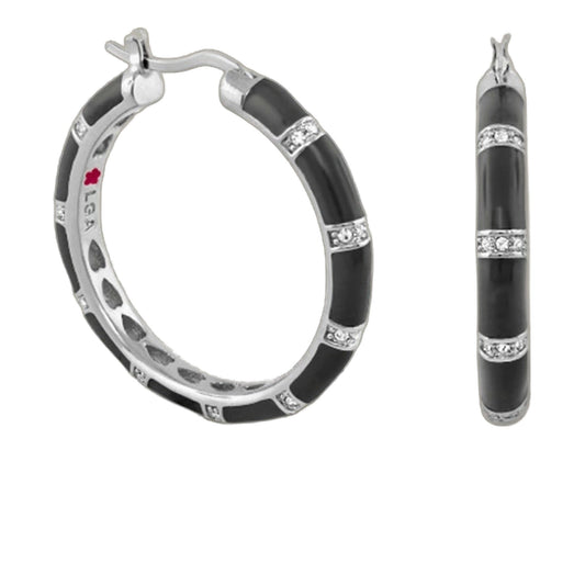 Santa Barbara Earrings hoop and drop set in black enamel with diamonds by Lauren G Adams on Tampa Home & Garden Store