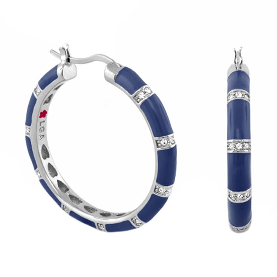 Santa Barbara earrings blue enamel hoops with crystal bands by Lauren G Adams on Tampa Home & Garden Store
