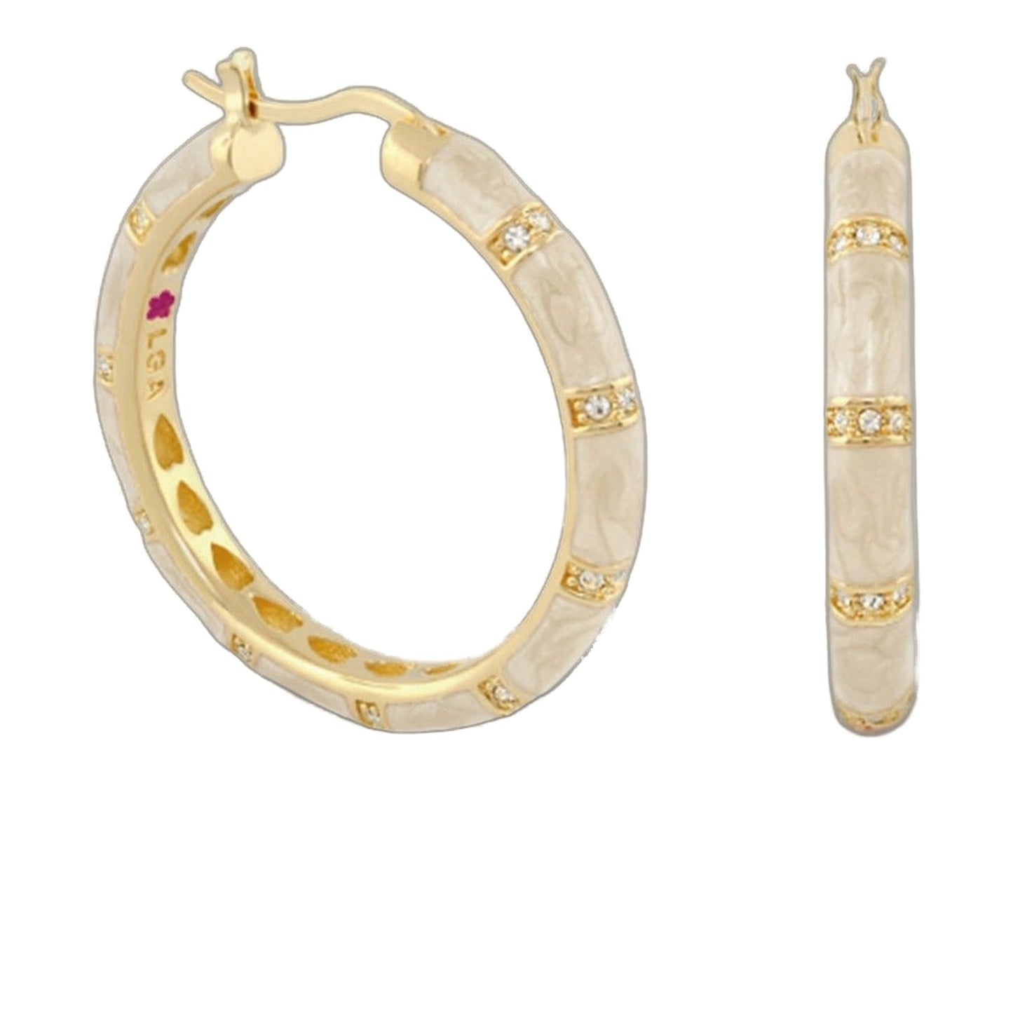 Santa Barbara Earrings set: ivory marble hoops with gold and diamond accents by Lauren G Adams on Tampa Home & Garden Store