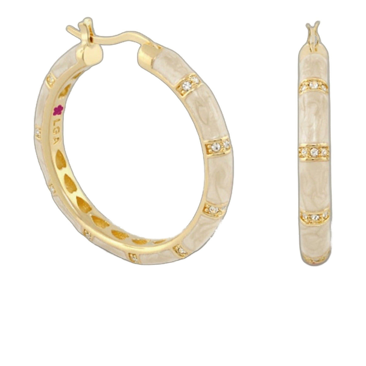 Santa Barbara Earrings set: ivory marble hoops with gold and diamond accents by Lauren G Adams on Tampa Home & Garden Store