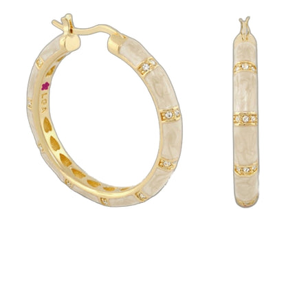 Santa Barbara Earrings set: ivory marble hoops with gold and diamond accents by Lauren G Adams on Tampa Home & Garden Store