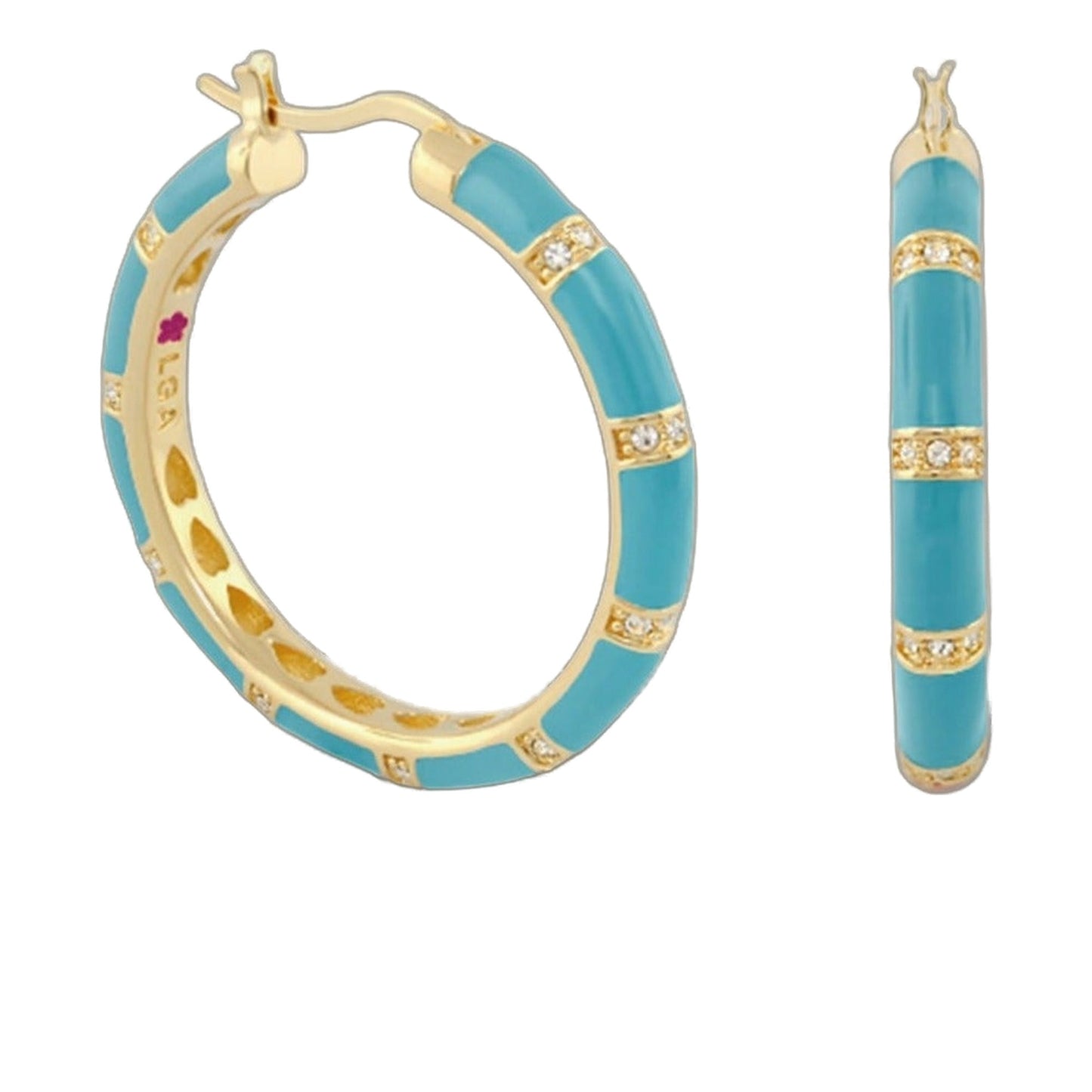 Santa Barbara Earrings turquoise enamel hoop with diamond accents by Lauren G Adams on Tampa Home & Garden Store