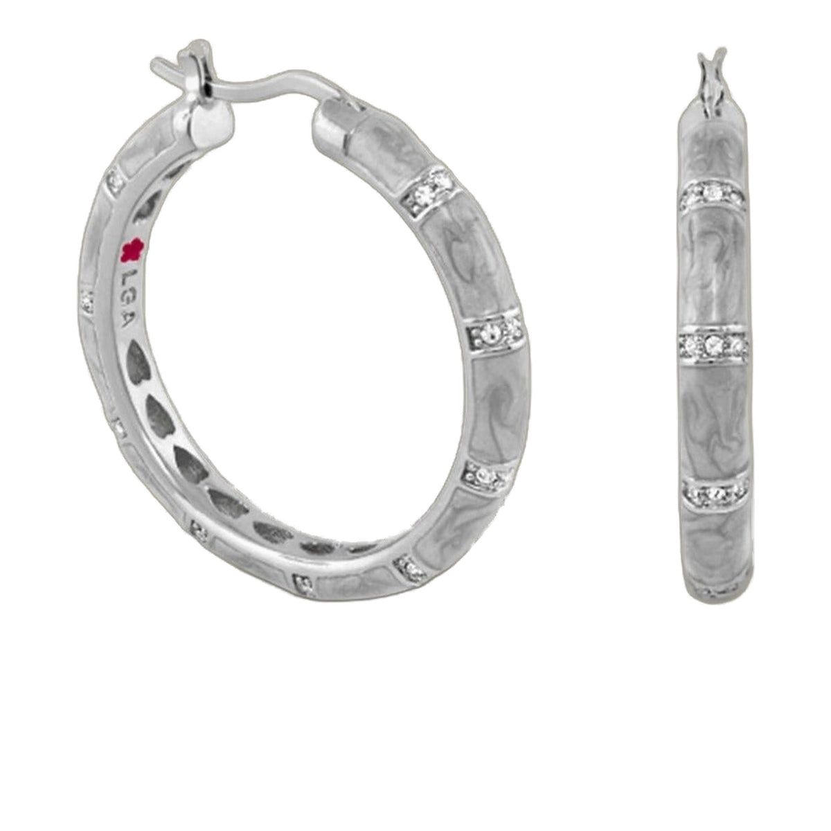 Santa Barbara Earrings by Lauren G Adams, silver hoop with pavé diamonds on Tampa Home & Garden Store