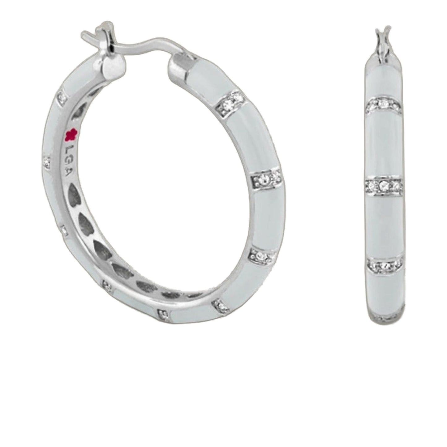 Santa Barbara Earrings by Lauren G Adams silver-tone hoops and bar diamonds pair on Tampa Home & Garden Store