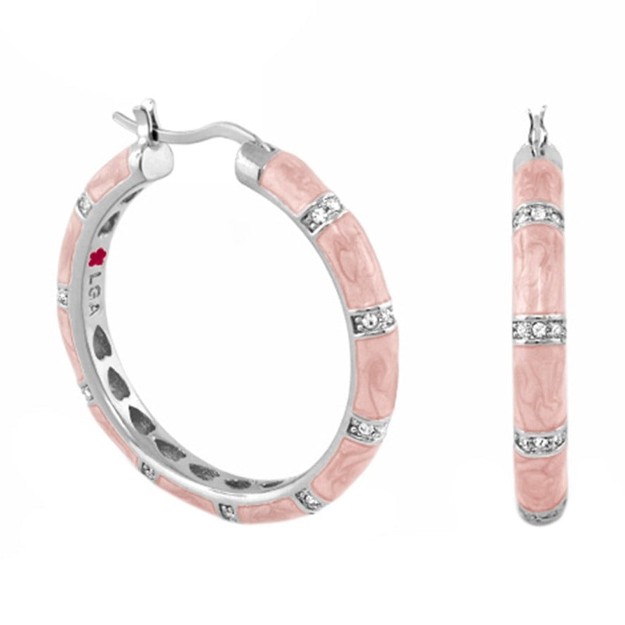 Santa Barbara earrings set of 2 pink marbled hoops with crystal bands by Lauren G Adams on Tampa Home & Garden Store