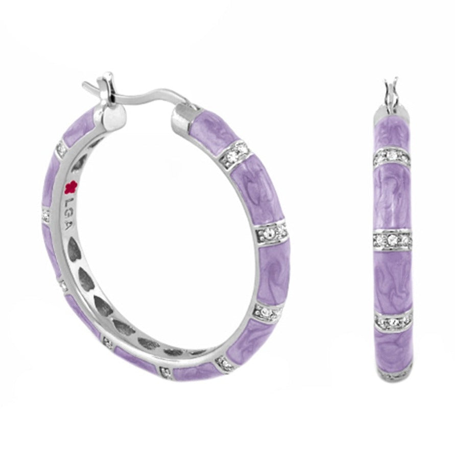Santa Barbara Earrings set purple enamel hoops with crystal bands by Lauren G Adams on Tampa Home & Garden Store