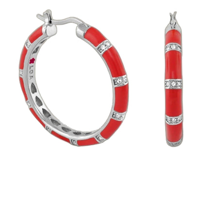 Santa Barbara earrings by Lauren G Adams: red enamel hoops with crystal silver bands, 2-piece set on Tampa Home & Garden Store
