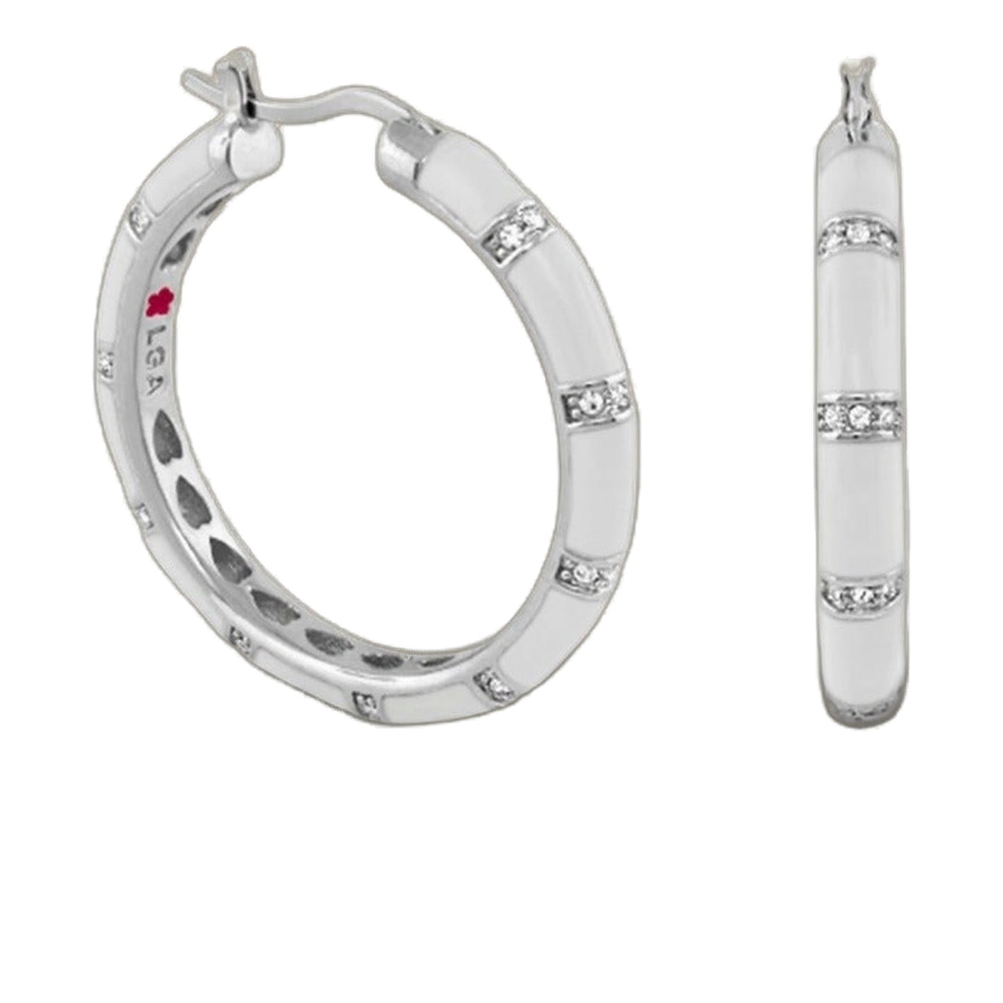 Santa Barbara Earrings silver-tone hoop and bar styles with pavé diamonds on Tampa Home & Garden Store