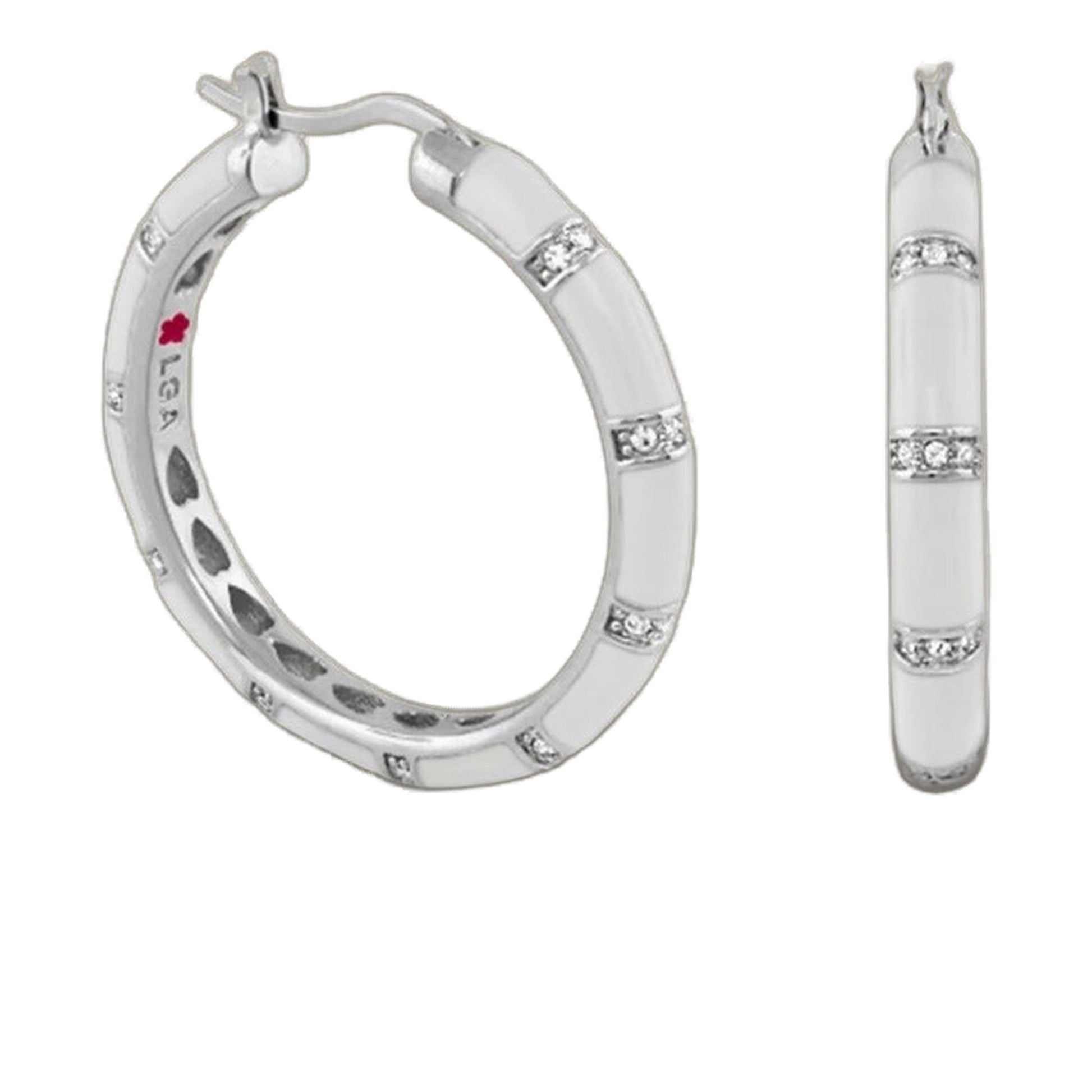 Santa Barbara Earrings silver-tone hoop and bar styles with pavé diamonds on Tampa Home & Garden Store