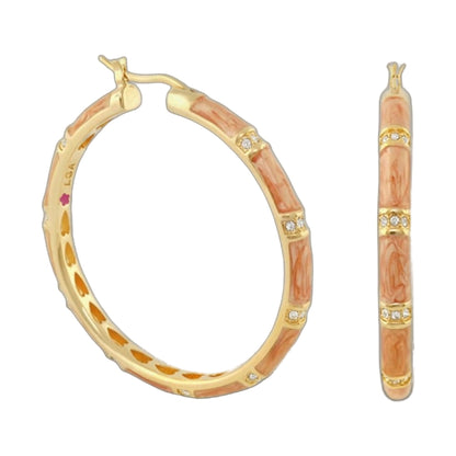 Santa Barbara Earrings enamel hoop pair with pink enamel and crystals by Lauren G Adams on Tampa Home & Garden Store