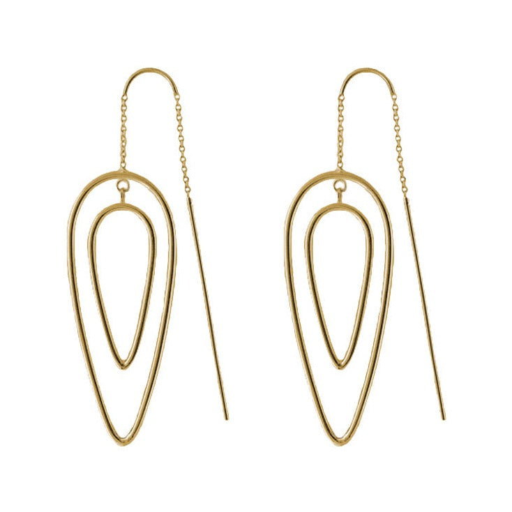 Socialite Earrings — Open Teardrop Threader, gold-tone, Lauren G Adams earrings, pair on Tampa Home & Garden Store