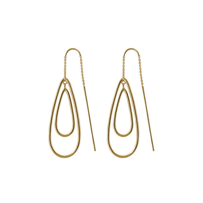 Socialite Threader Earrings, gold-tone pair with double teardrop loops and chain accents on Tampa Home & Garden Store