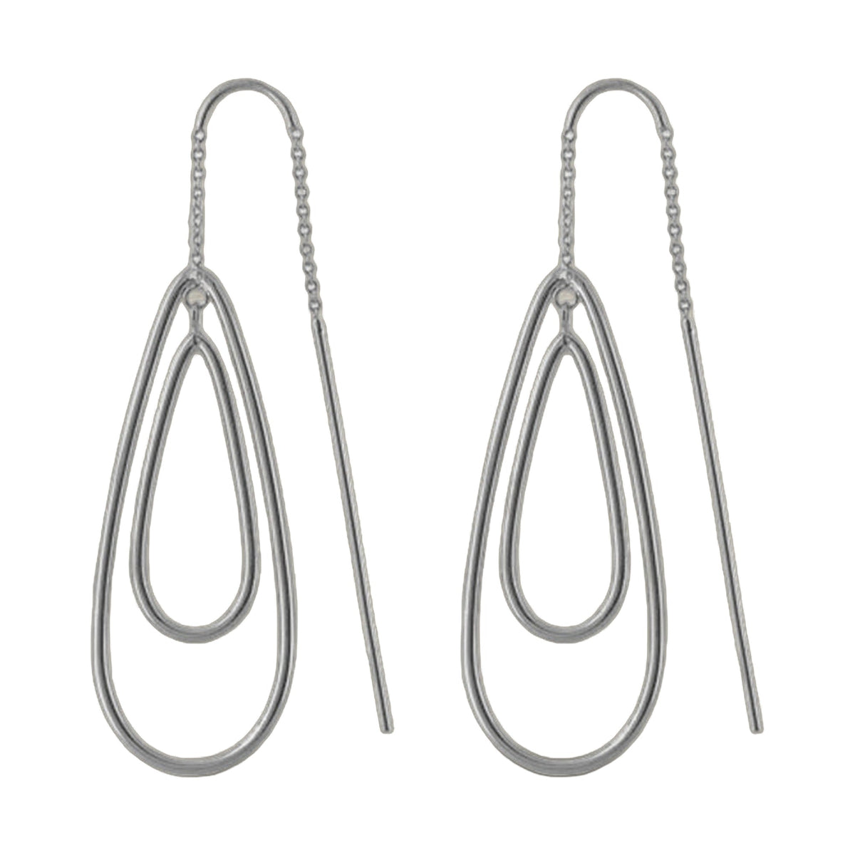 Socialite Threader Earrings by Lauren G Adams, silver-tone metal teardrop threaders, set of 2 on Tampa Home & Garden Store