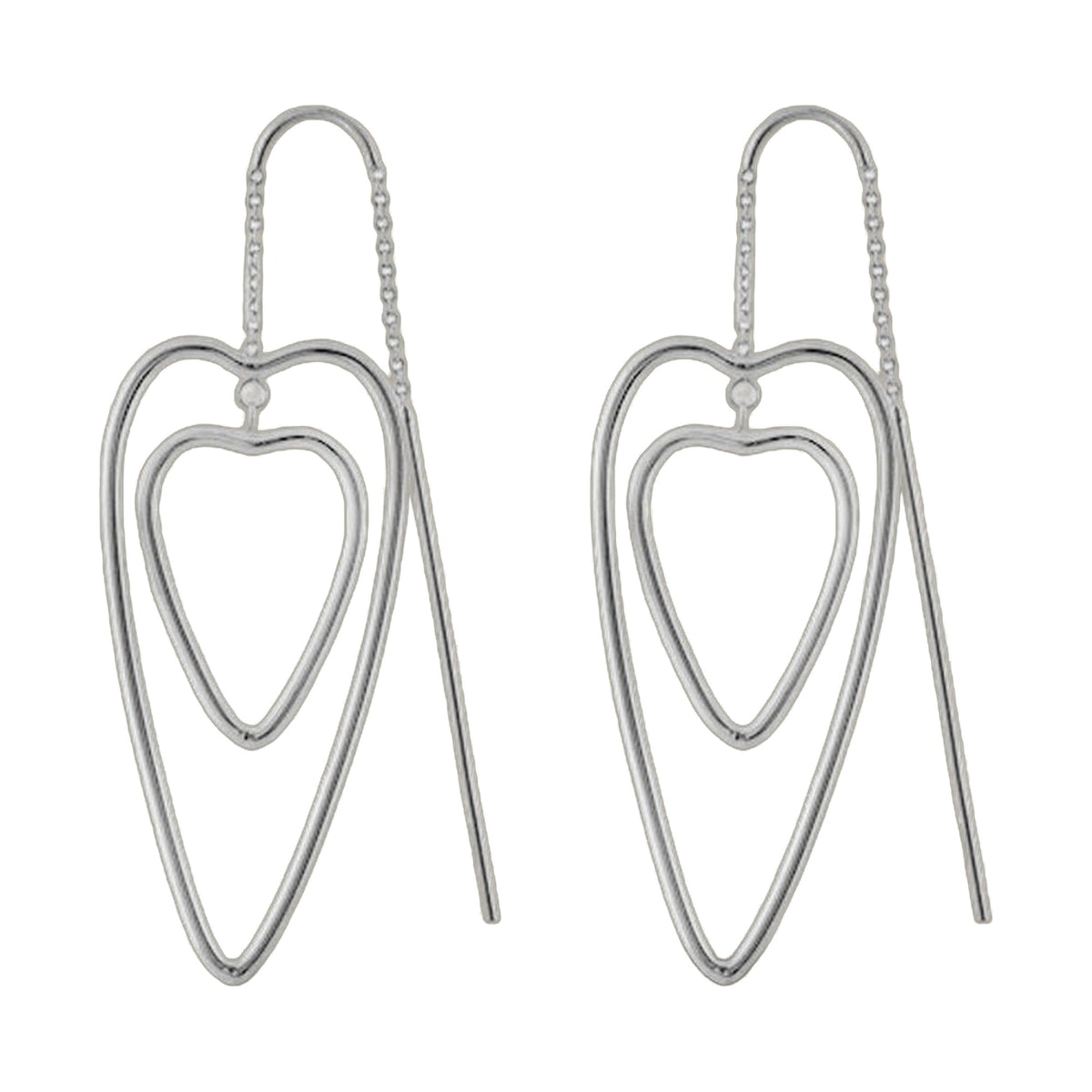 Socialite Threader Earrings pair in silver-tone with tall oval hoops and slender chain posts on Tampa Home & Garden Store