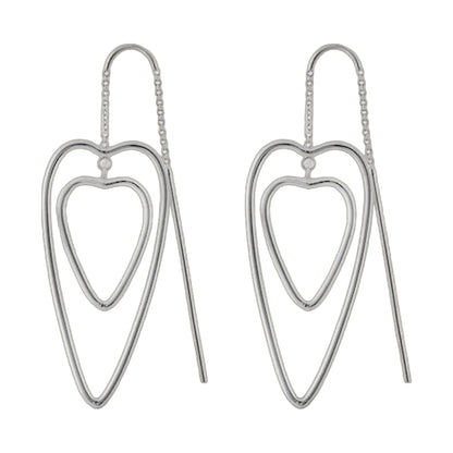 Socialite Threader Earrings pair in silver-tone with tall oval hoops and slender chain posts on Tampa Home & Garden Store