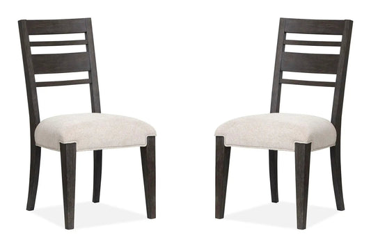 Plum Creek upholstered side chairs with wood back, dark stain, beige seats, set of 2 on Tampa Home & Garden Store