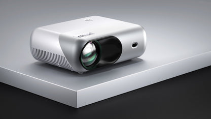 Compact white home projector with large front lens and WiFi on Tampa Home & Garden Store